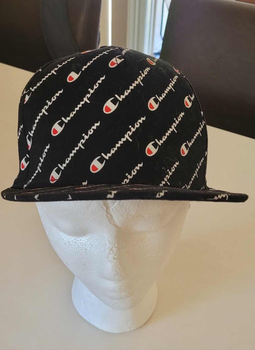 Champion Black Logo All-Over Print Baseball Cap One Size